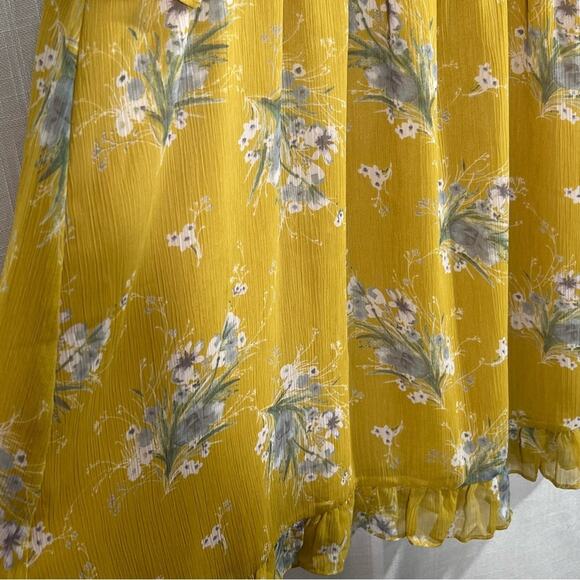 Gilli‎ NWT Floral Ruffle Hem Lined Smocked Waist Flutter Sleeve Dress Sz M - Picture 4 of 11
